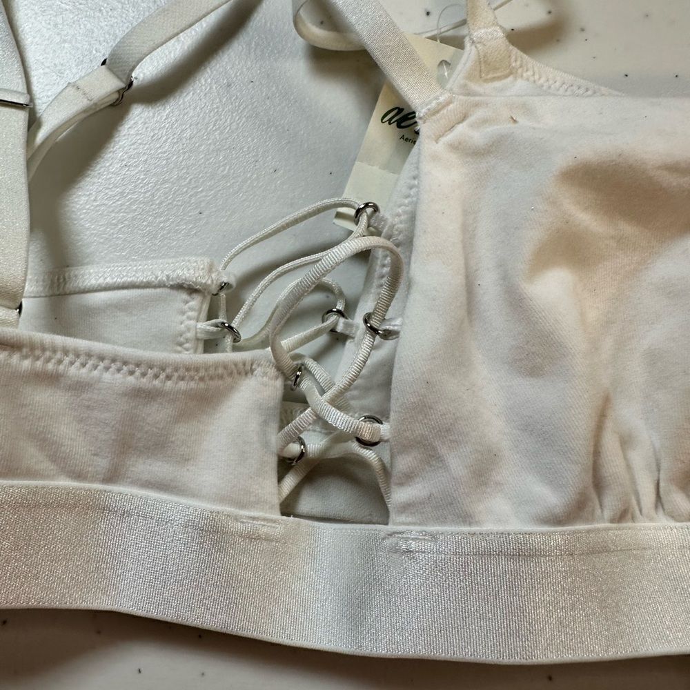 NWT AERIE Women’s White Sleep Lounge Bra Criss Cross Detail Bralette - Size XS - Picture 5 of 9